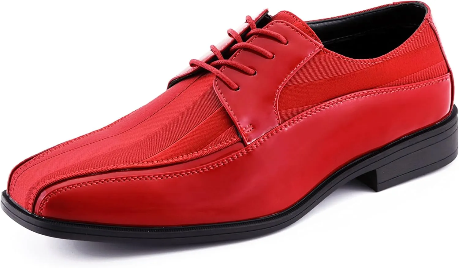 Viotti 179, Casual Dress Oxford Shoes for Men, Satin Striped Lace-Ups, Men's Business Casual Leather & Satin Shoe, for All Formal Occasions