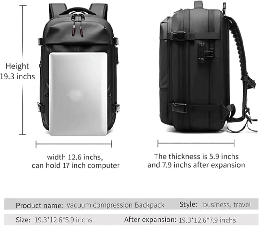 Voyagevac Backpack - 60L Large-Capacity Travel Backpacks Expandable with Compression, Vacpack Backpack with Vacuum (A Blue (With Pump))