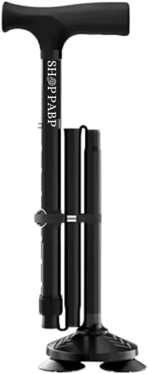 Walking Cane for Men & Women - Foldable, Adjustable, Collapsible, Free Standing Cane, Pivot Tip, Heavy Duty, with Travel Bag | Walking Sticks for Seniors & Adults [Black]
