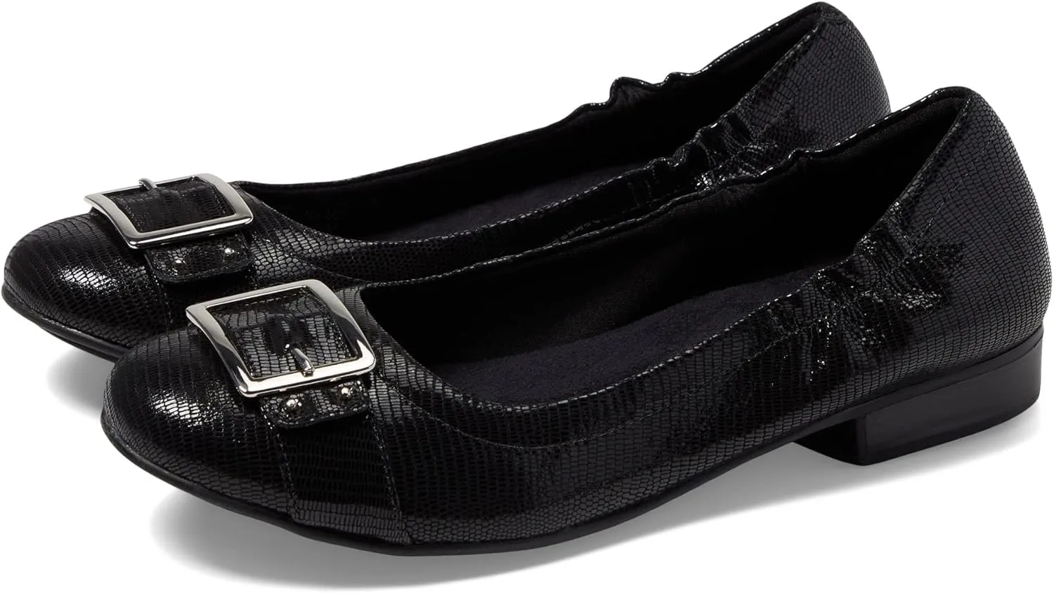 Walking Cradles Tara Flat Black Patent Lizard 7 N (A)