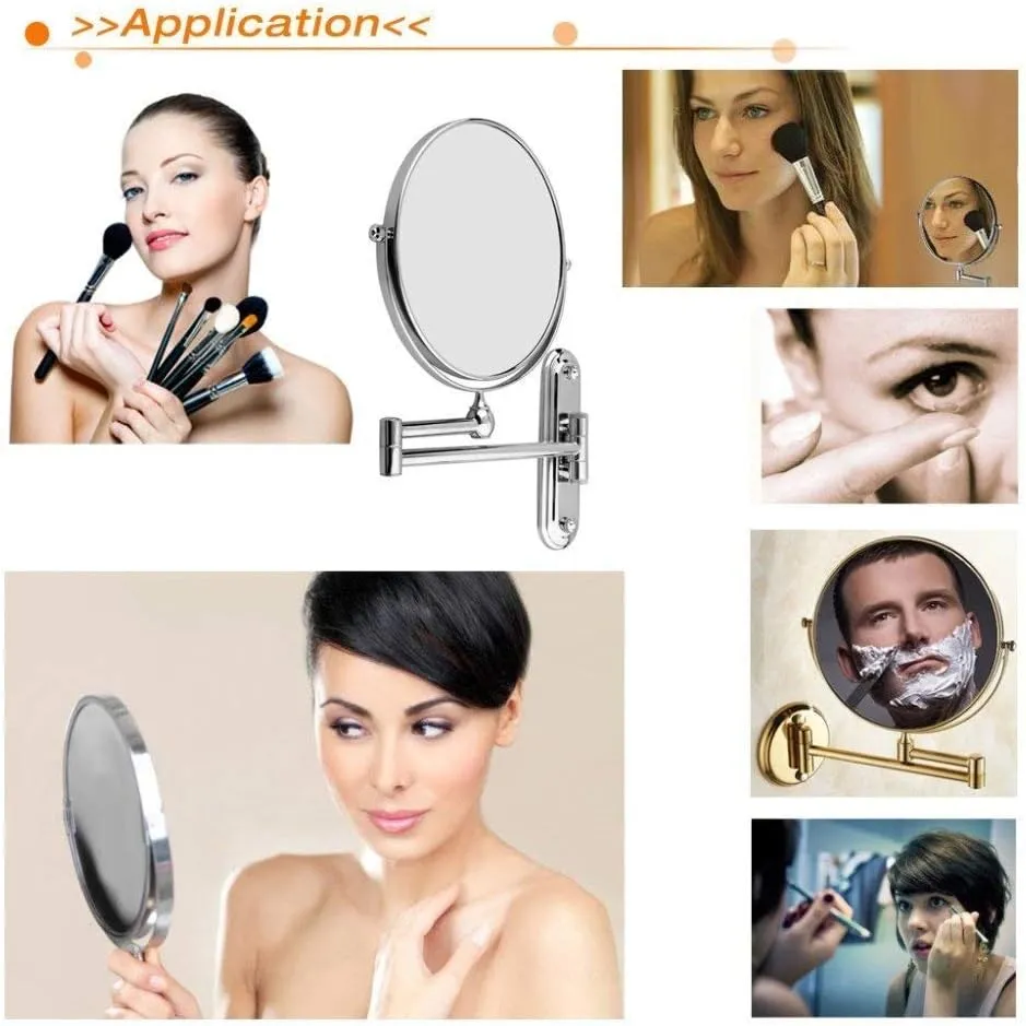 Wall Mounted Makeup Mirror Extending Folding Double Side Cosmetic Bathroom Make Up Shaving Mirror(10x Magnifying)