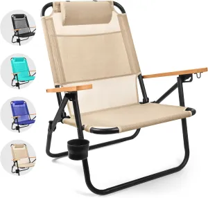 Water Buffalo Bondi Beach Chair – Backpack Beach Chair for Adults with Reclining Positions, Cup Holder & High Back Support