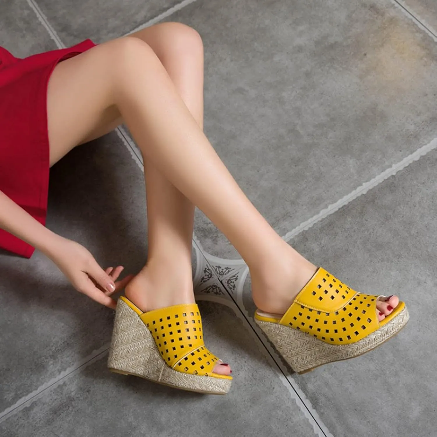 Wedge Sandals for Women Platform Slope Heels Summer Mule Slip on Clog Comfortable Soft Slippers with Arch Support Cork Sandals