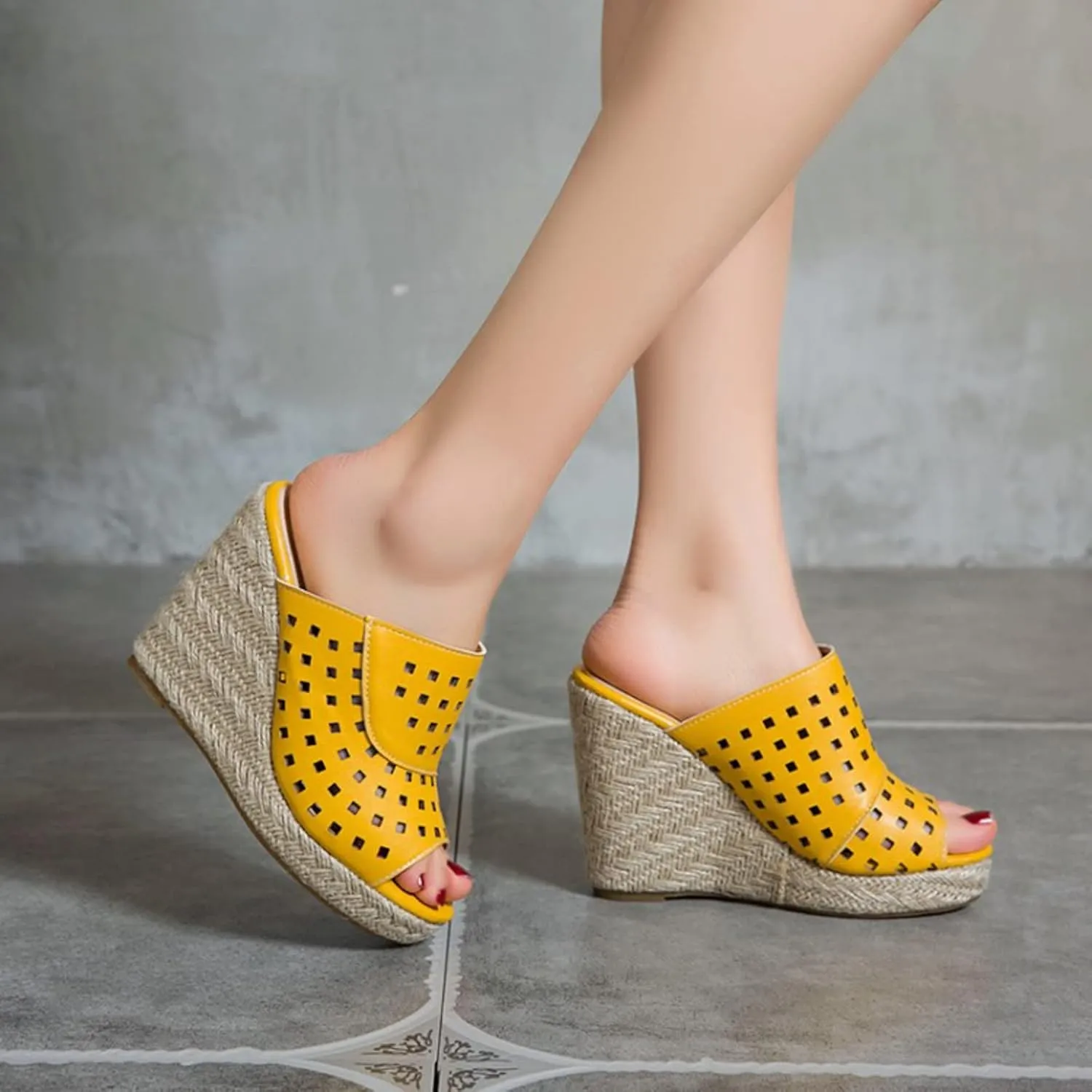 Wedge Sandals for Women Platform Slope Heels Summer Mule Slip on Clog Comfortable Soft Slippers with Arch Support Cork Sandals