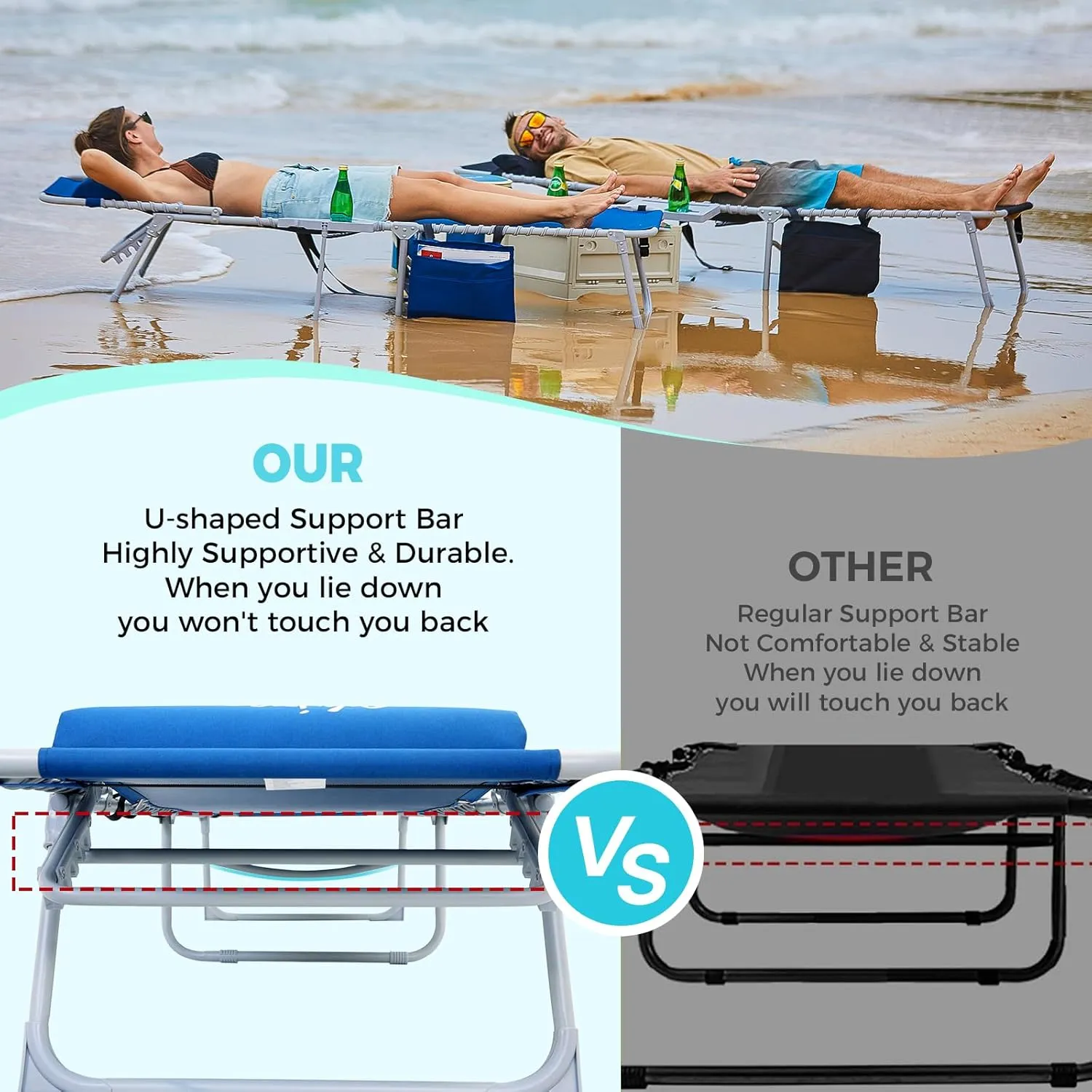 #WEJOY Folding Chaise Lounge Chair with Side Table, 5 Positions Patio Beach Lounge Chairs with Pillow for Outdoor Lawn Sunbathing Pool Patio (Blue)