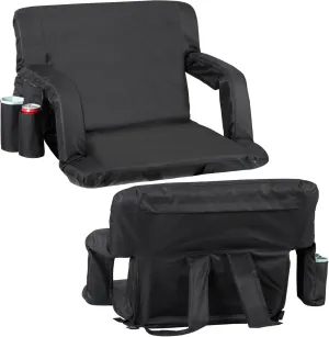Widened Foldable 24.6 in Stadium Seat for Bleachers - Camping Stadium Seat Chair with Backrest Armrests 6 Adjustable Reclining Positions for Fishing Beach