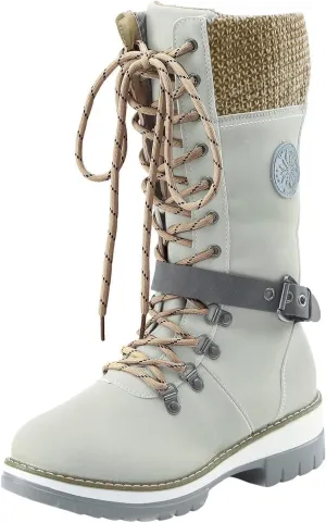 Winter Boots for Women Waterproof Snow High Cut Mid Calf Outdoor Durable Thermal Padded Warm Walking Heeled Shoes