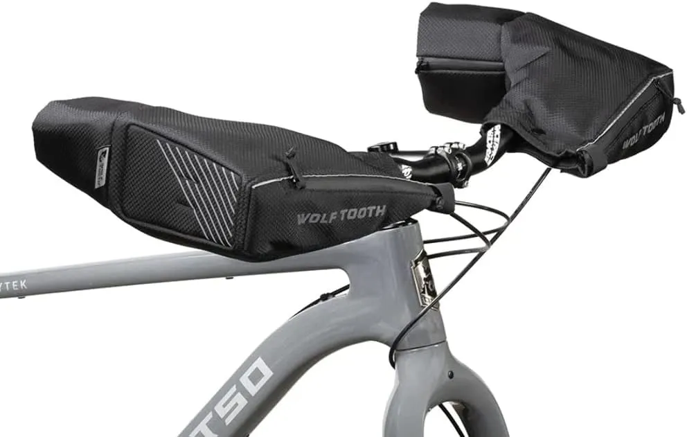 Wolf Tooth Singletrack Pogie V2 - Mountain Bike Handlebar Pogie - Black - 420 Denier Diamond Ripstop Nylon