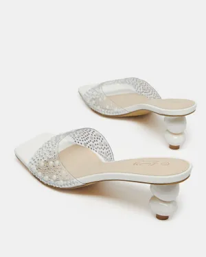 Women White Embellished Mule With Stone Detail