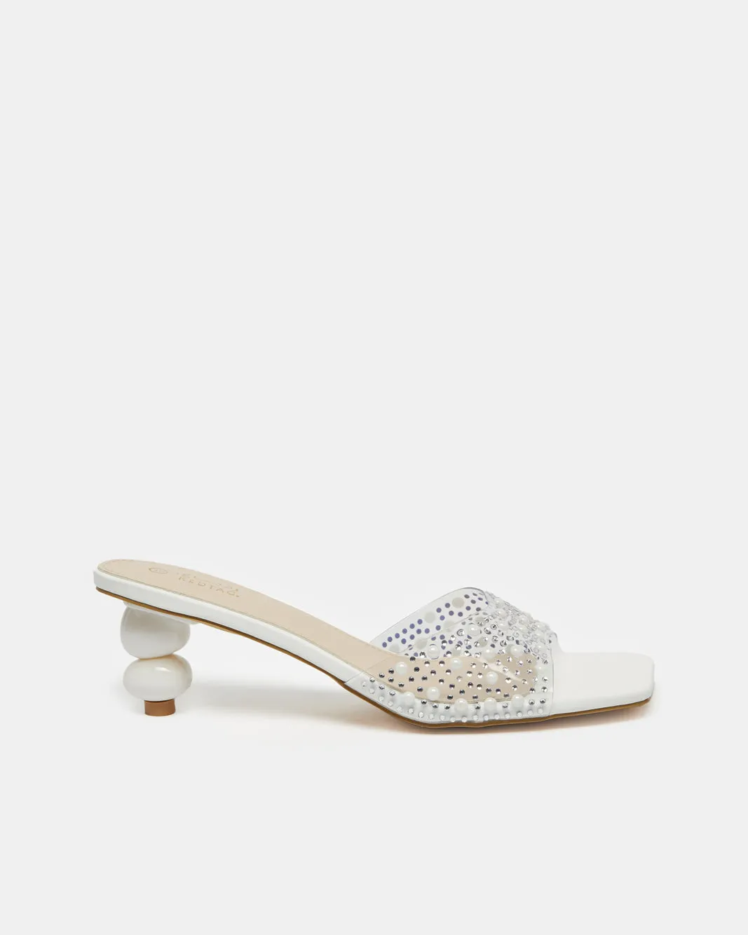 Women White Embellished Mule With Stone Detail