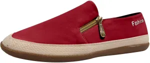 Womens Canvas Shoes Summer Fashion Casual Round Toe Closed Toe Zipper Platform Sole Hemp Rope Shoes Solid Color Lightweight Comfy Walking Shoes Loafers