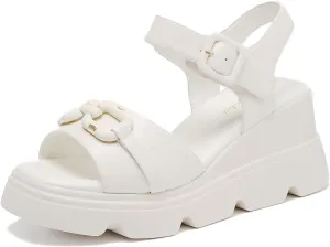 Women's Comfort Padded Flat Peep Toe Slingback Sandals with Ankle Strap Shoes