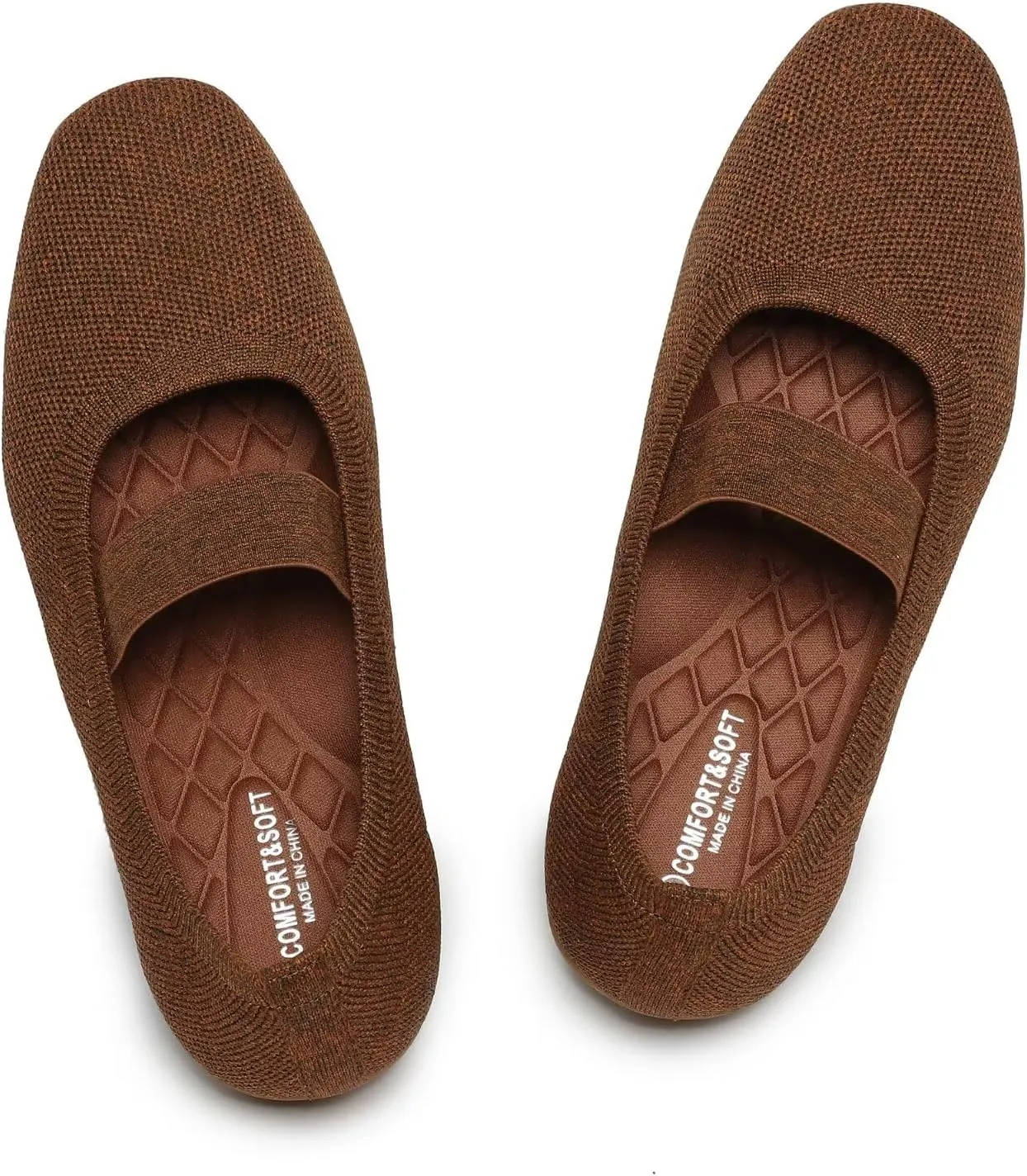 Women’s Flats Shoes Knit Mary Jane Ballet Flat Comfort Walking Dressy Work Office Ballerina Slip-on Shoes with Strap