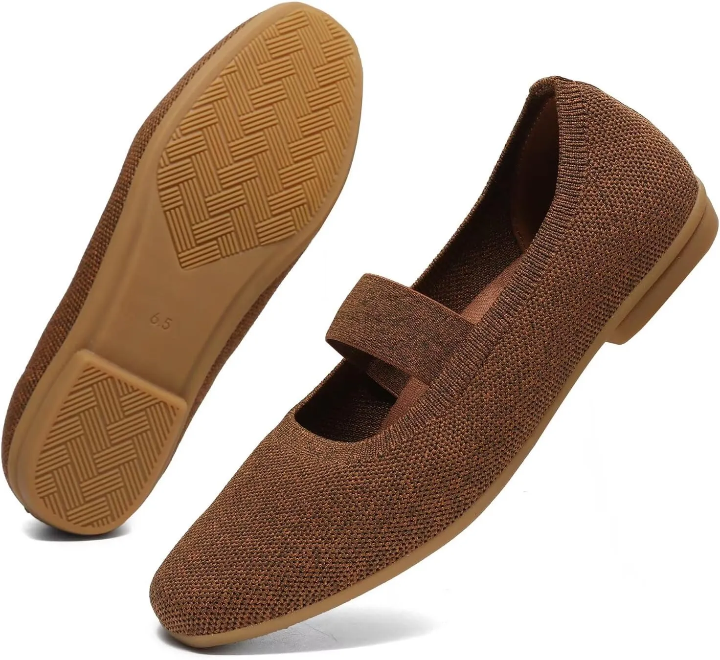 Women’s Flats Shoes Knit Mary Jane Ballet Flat Comfort Walking Dressy Work Office Ballerina Slip-on Shoes with Strap