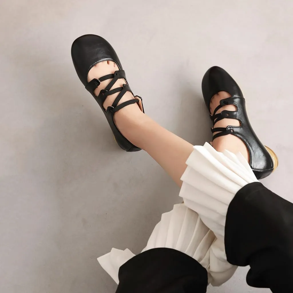 Women's Girls Mary Janes Ballet Flats Round Toe Comfort Elastic Slip On Ballerina Dress Walking Shoes