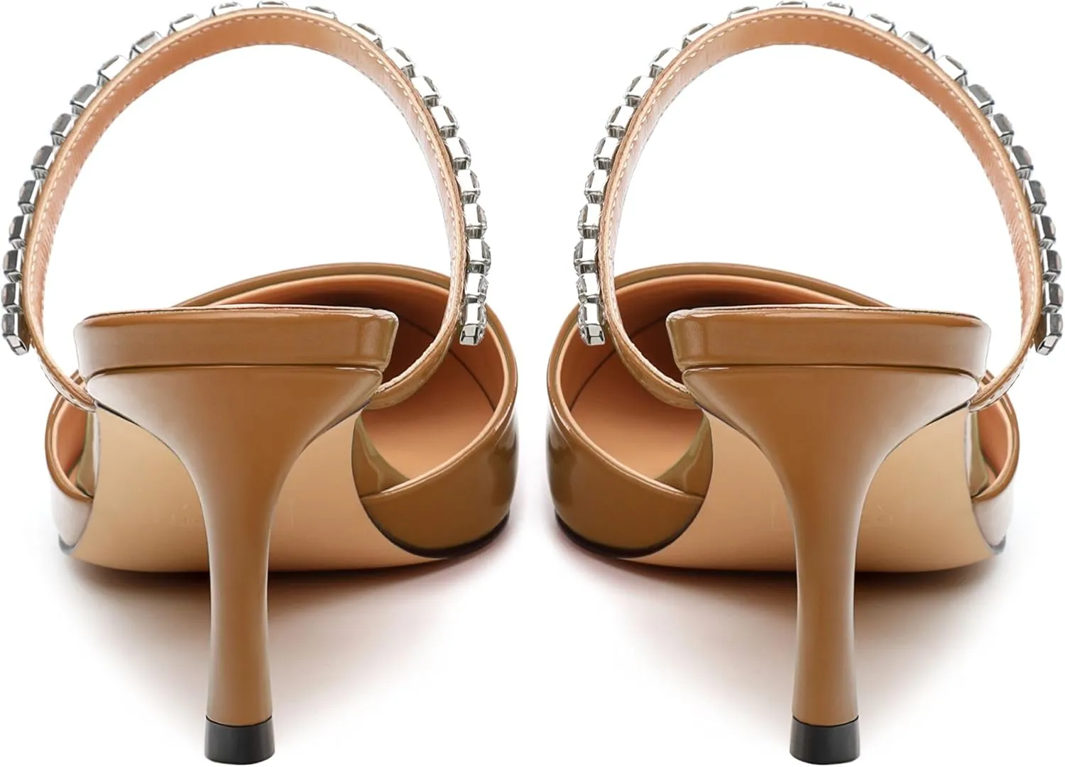 Womens Heeled Sandals Rhinestones Strap Pointed Toe Stiletto High Heels Fashion Dress Mules Shoes For Women 2.5 Inch