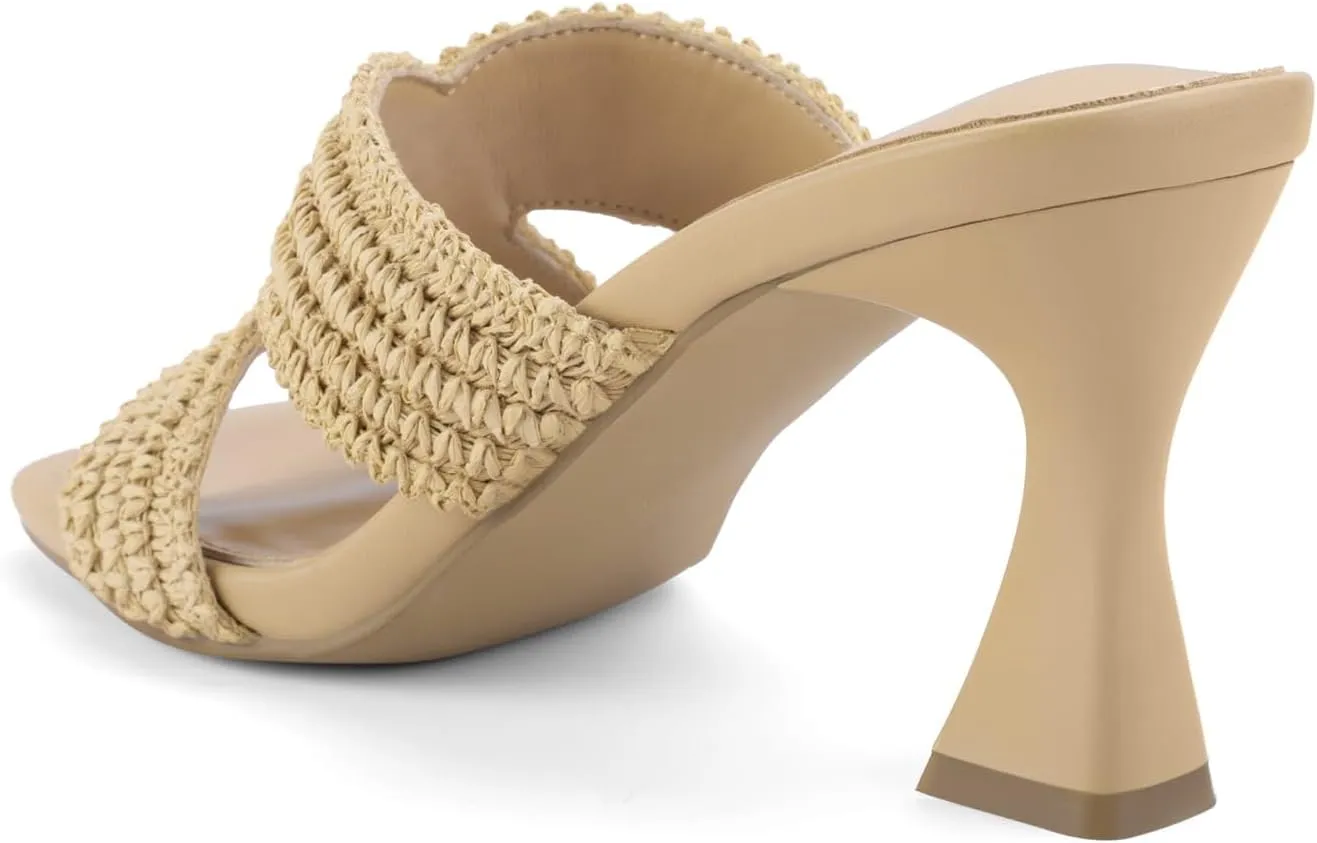 Women’s Heeled Sandals Slip On Chunky Square Toe Mule Sandals Open Toe Slide Casual Summer Dressy Sandals