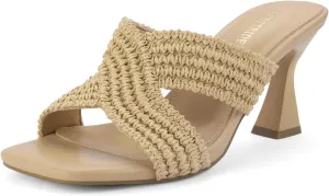 Women’s Heeled Sandals Slip On Chunky Square Toe Mule Sandals Open Toe Slide Casual Summer Dressy Sandals