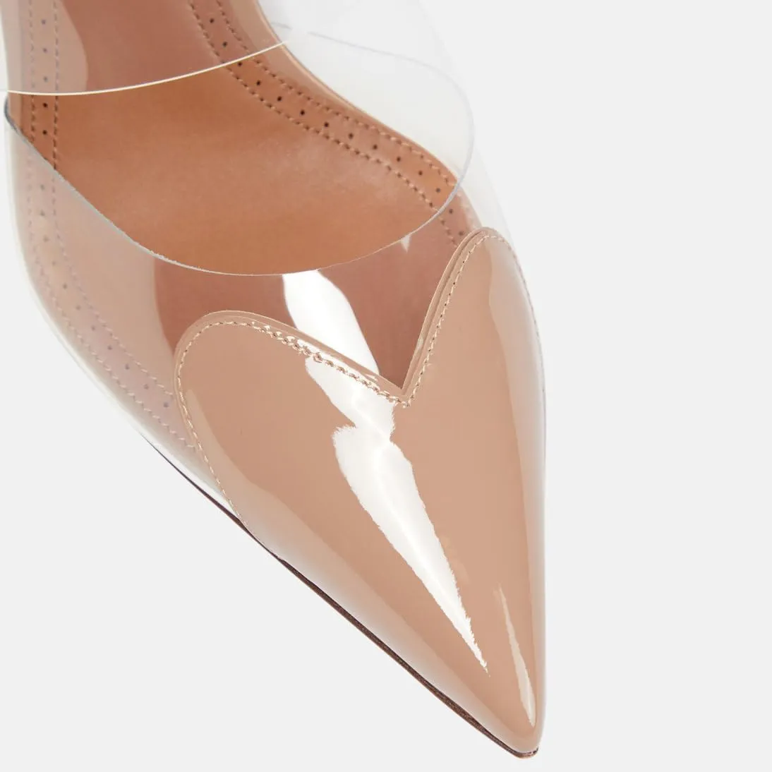 Women's High Heeled Mules Heart Clear PVC Sandals Pointed Toe Stiletto Mule Slip On Sandals Party Wedding Dress Shoes