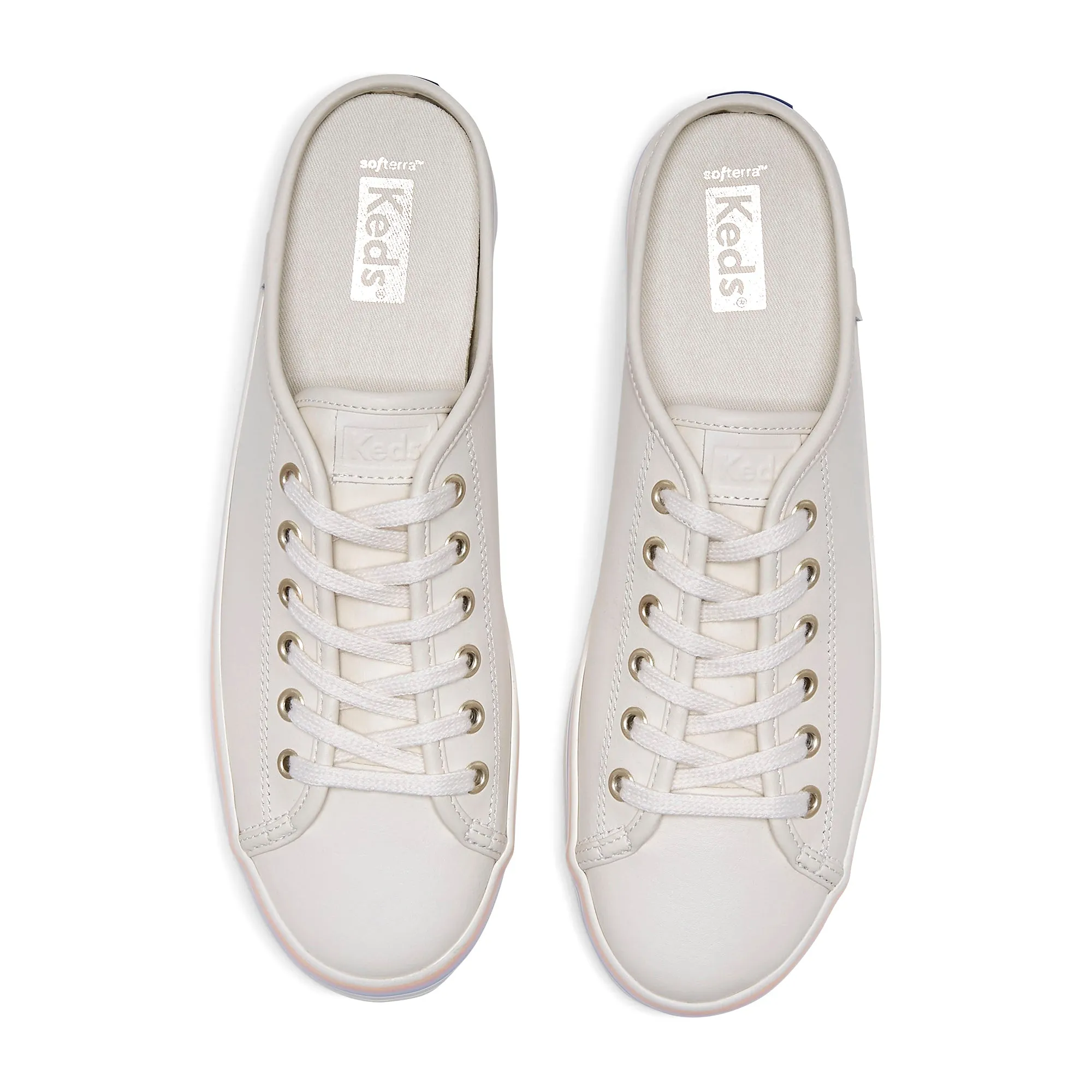 Women's Kickstart Mule Leather Foxing Stripe Egret/Multi