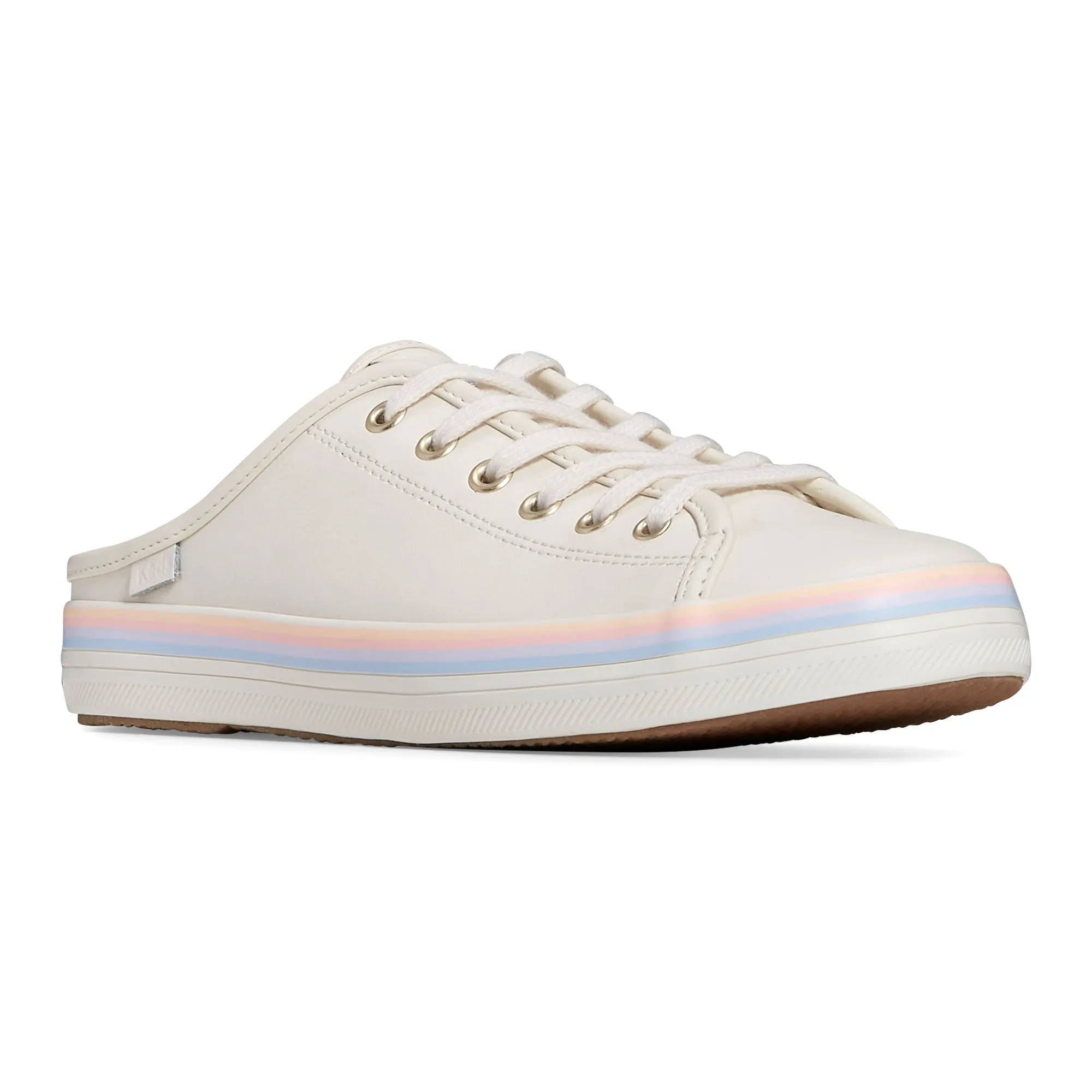Women's Kickstart Mule Leather Foxing Stripe Egret/Multi