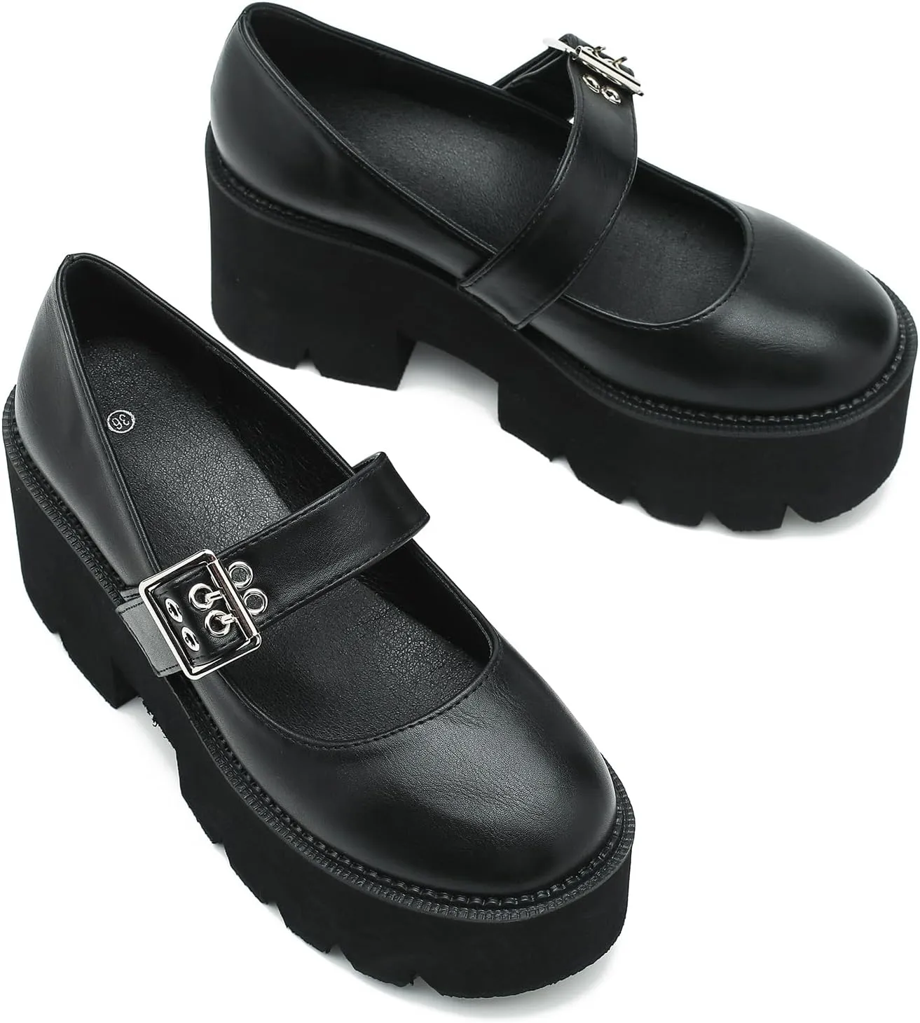 Women's Lolita Platform Mary Janes Shoes Lug Sole Gothic Chunky Heel Uniform Pumps with Ankle Strap