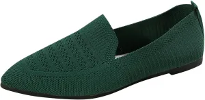 Women's Pointy Toe Loafers Extra Comfortable Knit Dress Shoes Cute Penny Loafer Slip On Ballet Flats Softable Shoes