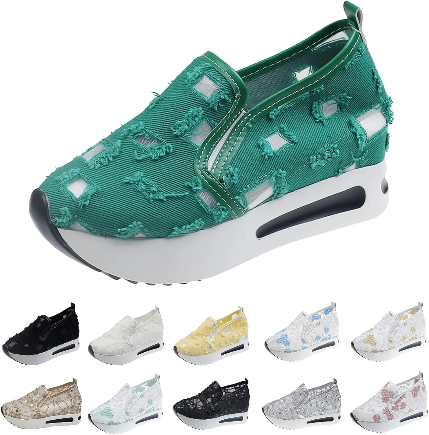 Women's Sneakers 2025 Breathable Walking Work Shoes with Arch Support Fashion Non Slip Orthopedic Shoes Comfortable Casual Wedge Slip On Sneakers for Daily Wear