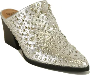 Women's Studded Mule Western Mule Stacked Block Heels Mules Comfort Pointed Toe Backless Slip on Slides Loafer Shoes