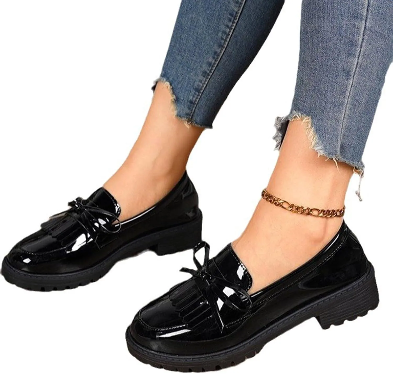 Women's Tassel Loafer, Chunky Loafers for Women Platform Chunky Loafers Comfort Slip On Dressy Business Casual Shoes