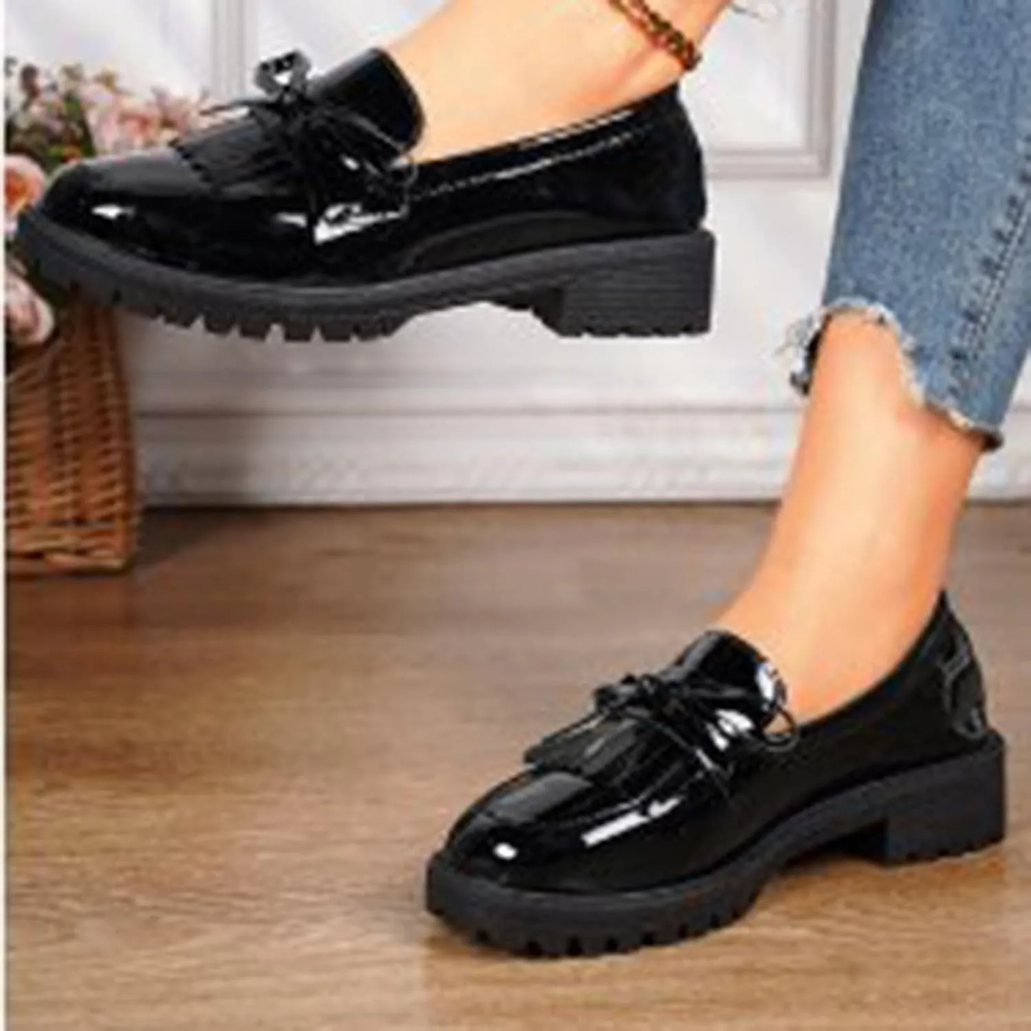 Women's Tassel Loafer, Chunky Loafers for Women Platform Chunky Loafers Comfort Slip On Dressy Business Casual Shoes