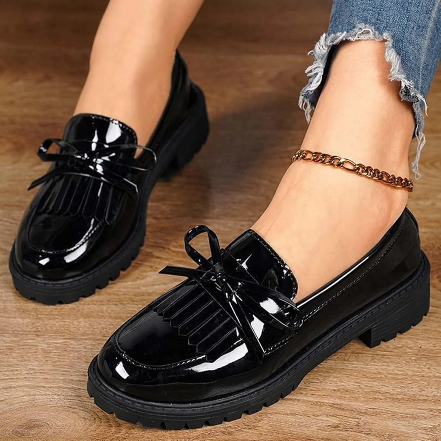 Women's Tassel Loafer, Chunky Loafers for Women Platform Chunky Loafers Comfort Slip On Dressy Business Casual Shoes