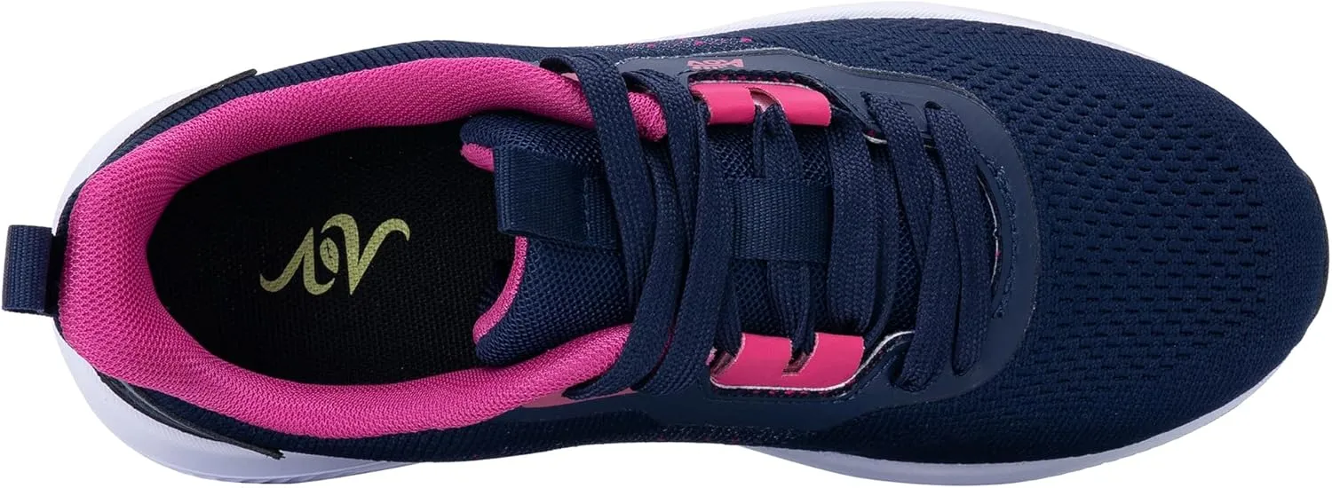 Women's Walking Shoes with Arch Support Orthotic Sneakers for Plantar Fasciitis Heel and Foot Pain Relief Tennis BlueRed Size 7.5