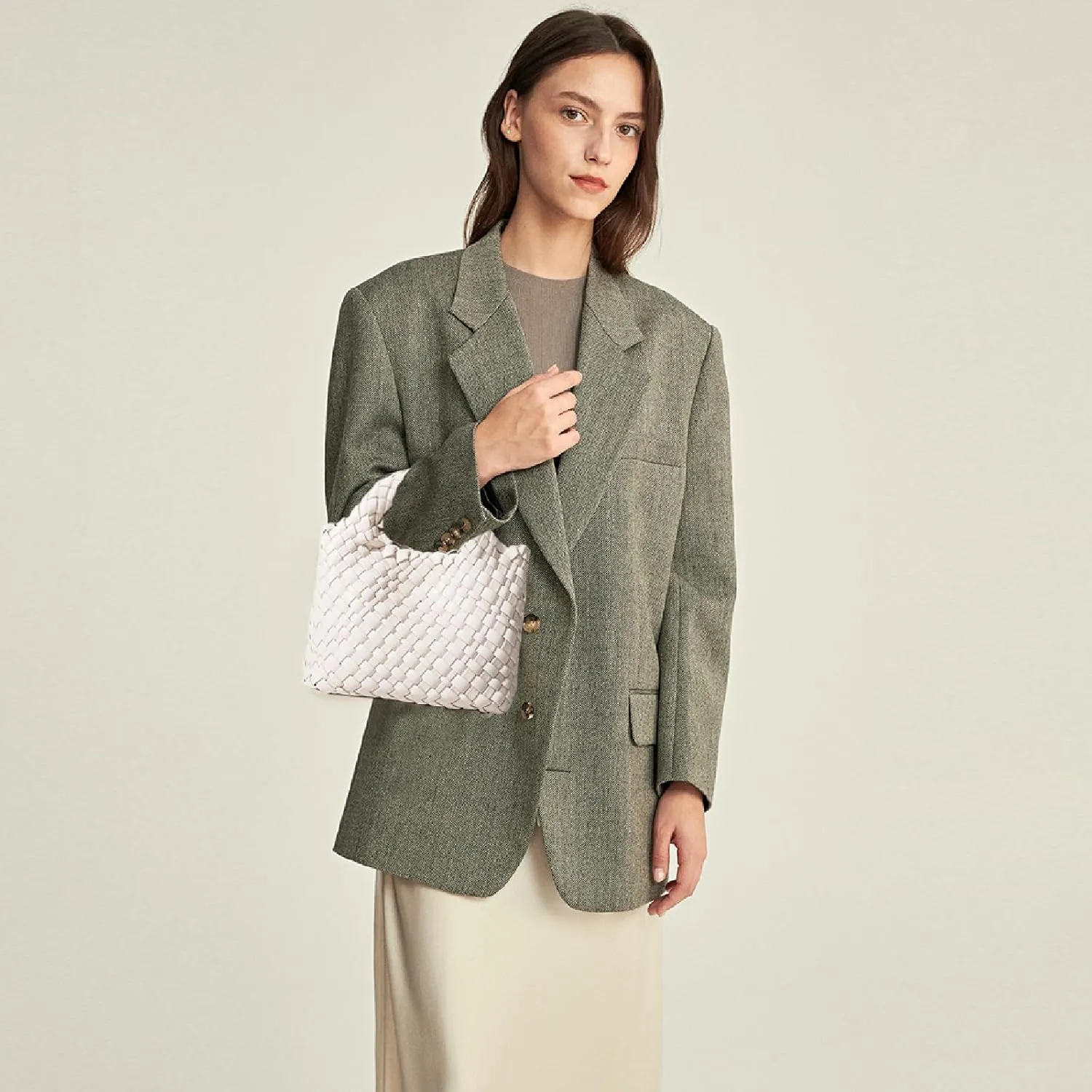 Woven Tote Bag for Women with Coin Purse, Foldable Chain Small Crossbody Handbags, Fashion Shoulder Bag, Hobo Satchel