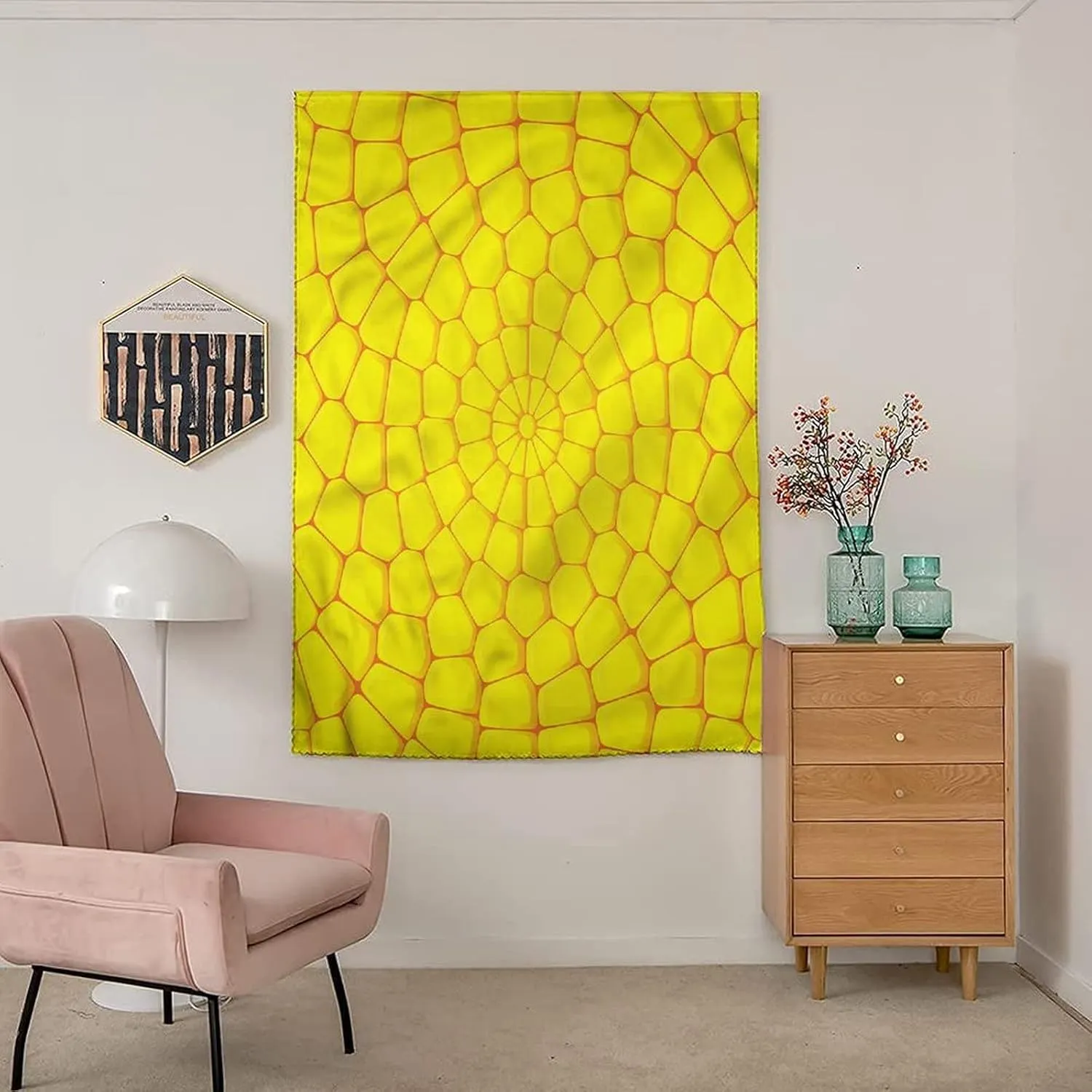 XISUNYA Anywhere Portable Blackout Curtain, Yellow Door Window Curtains, Corn Brick Abstract Art Print Bedroom Blackout Curtains,59W x72L Inches, for Bathroom Living Room Bedroom