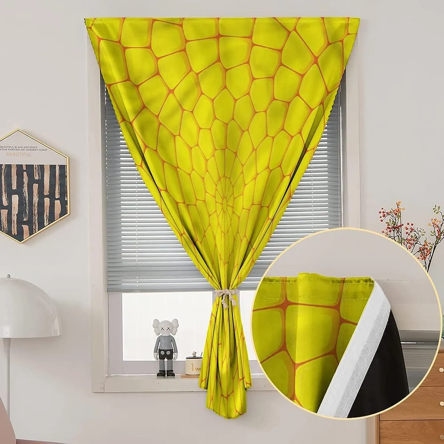 XISUNYA Anywhere Portable Blackout Curtain, Yellow Door Window Curtains, Corn Brick Abstract Art Print Bedroom Blackout Curtains,59W x72L Inches, for Bathroom Living Room Bedroom