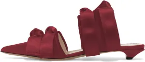 XYD Women Pointed Toe Low Kitten Heel Slide Sandals Slip On Cut Out Mule Backless Shoes