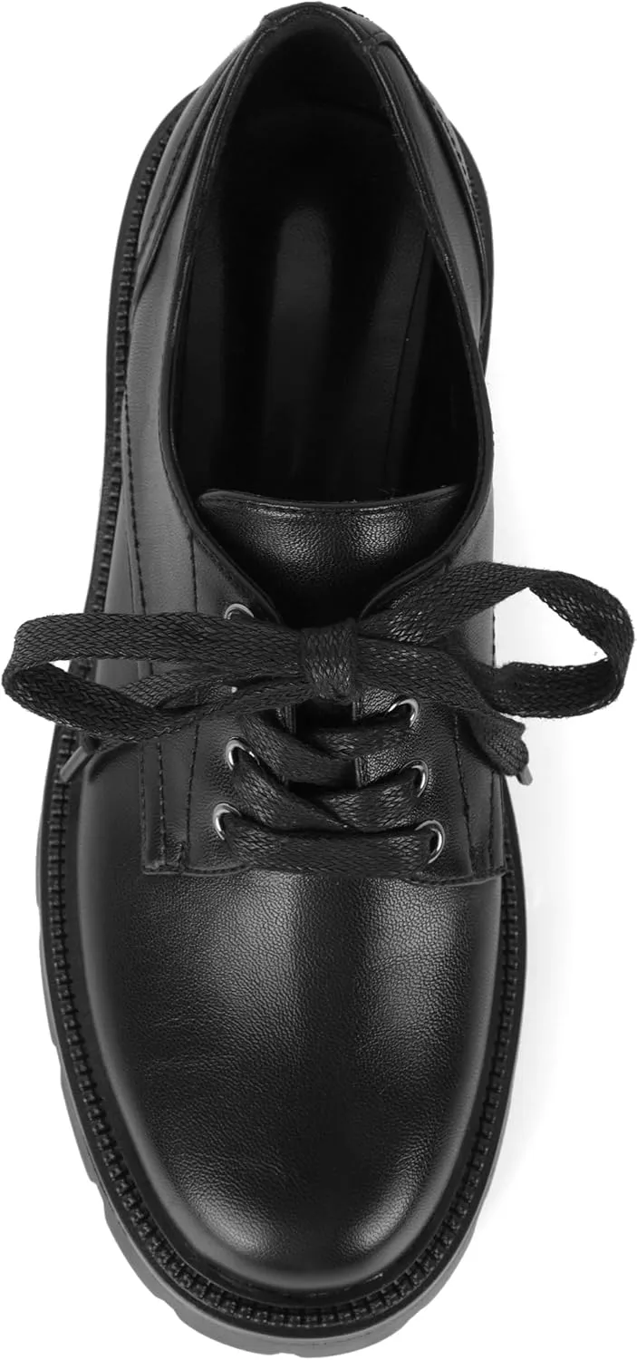 YODEKS Women's Platform Oxfords Chunky Lace Up Lug Sole Shoes