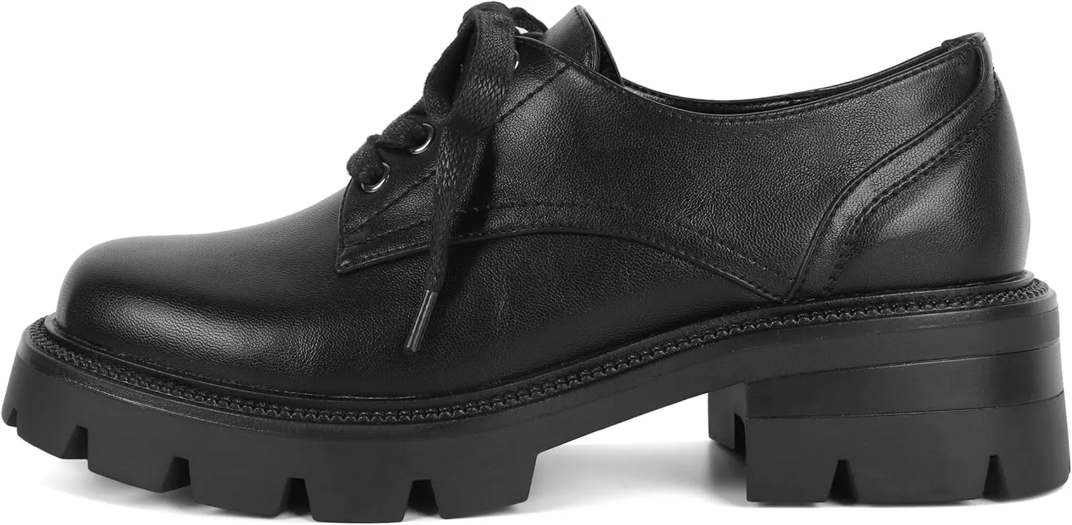 YODEKS Women's Platform Oxfords Chunky Lace Up Lug Sole Shoes